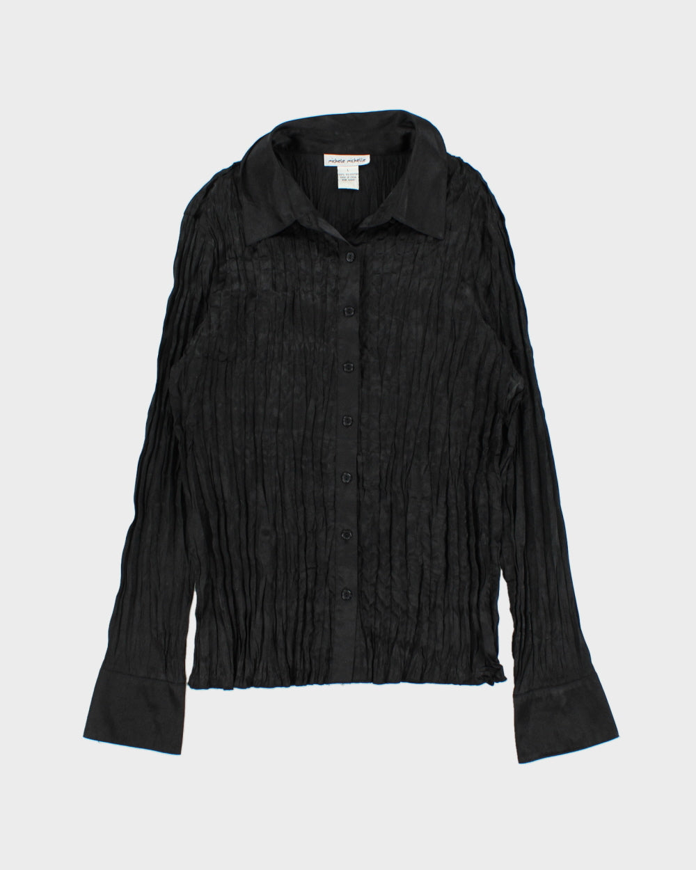 Vintage 1990s Michele Michelle Satin Crinkle Blouse - L