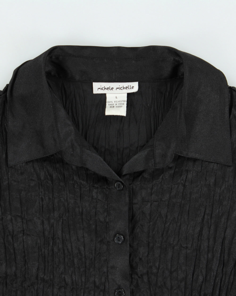 Vintage 1990s Michele Michelle Satin Crinkle Blouse - L