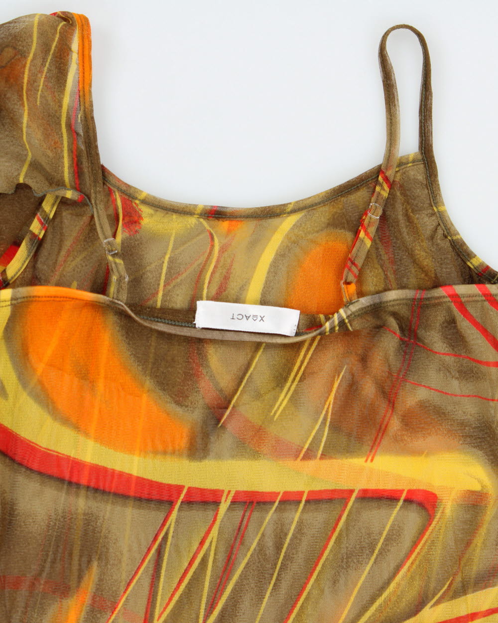 Vintage Y2k 2000s Xact Mesh Abstract Frill Detail Cami Top - S
