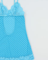 Vintage Y2K 2000s Velvet Polka Dot Mesh Backless Cami Top - XS