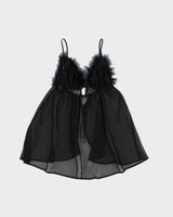 Vintage Y2K 2000s La Senza Mesh Tie-front Feather Detail Cami Top - S