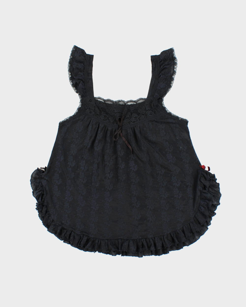 Vintage 1990s Kucha Babydoll Lace Trim Top - M