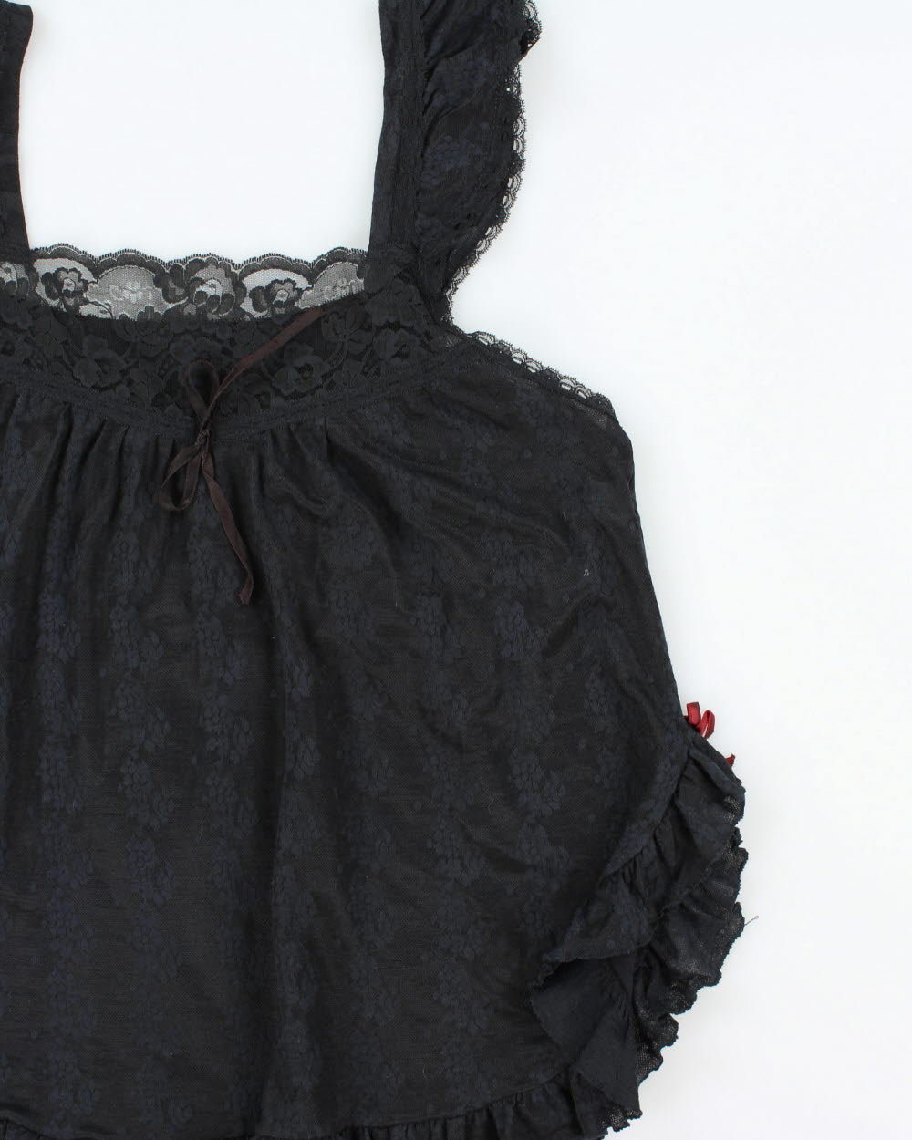 Vintage 1990s Kucha Babydoll Lace Trim Top - M
