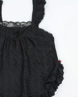 Vintage 1990s Kucha Babydoll Lace Trim Top - M