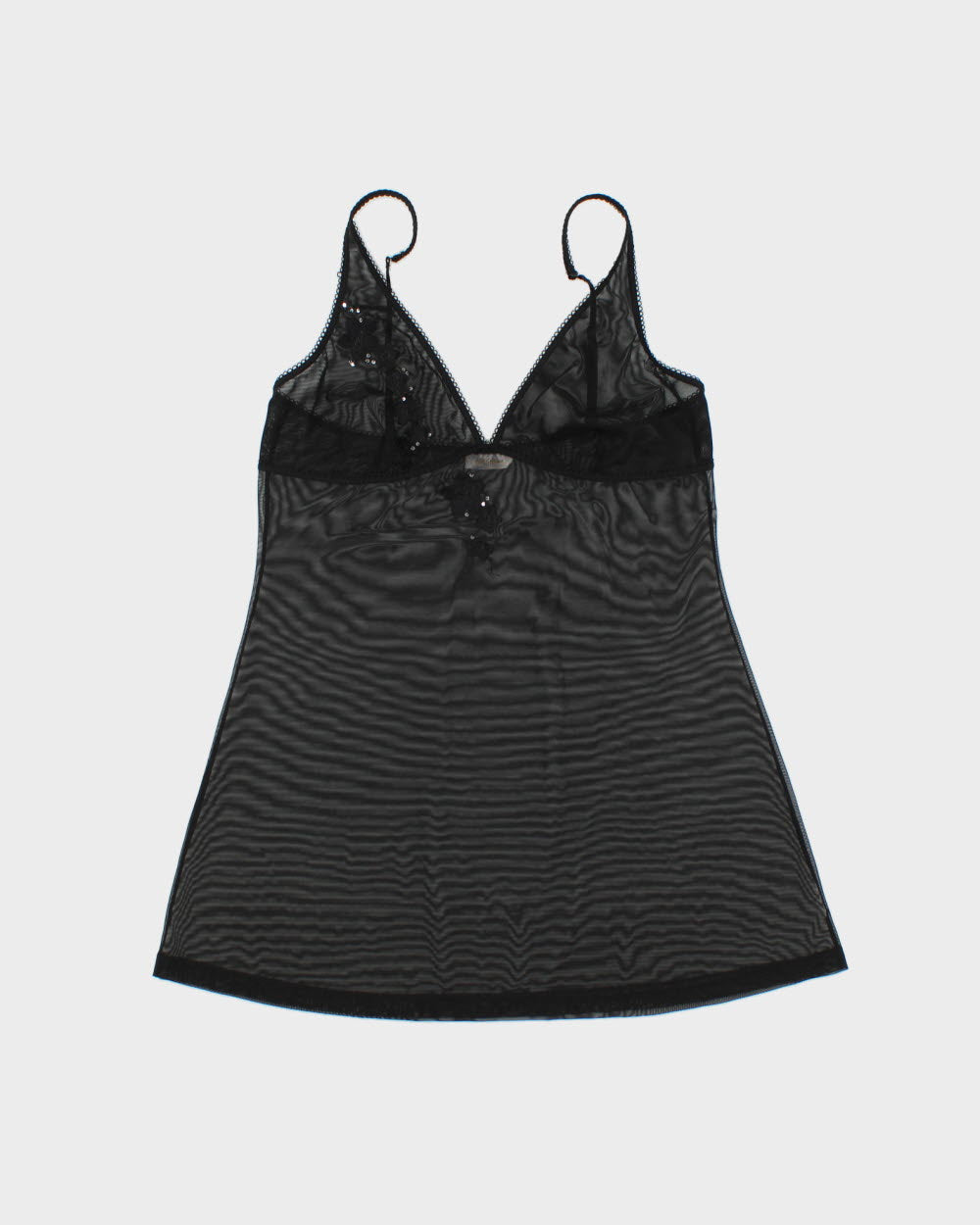 Vintage 1990s Silk &amp; Satin Embroidered Mesh Slip Dress - M