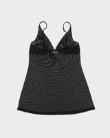 Vintage 1990s Silk &amp; Satin Embroidered Mesh Slip Dress - M