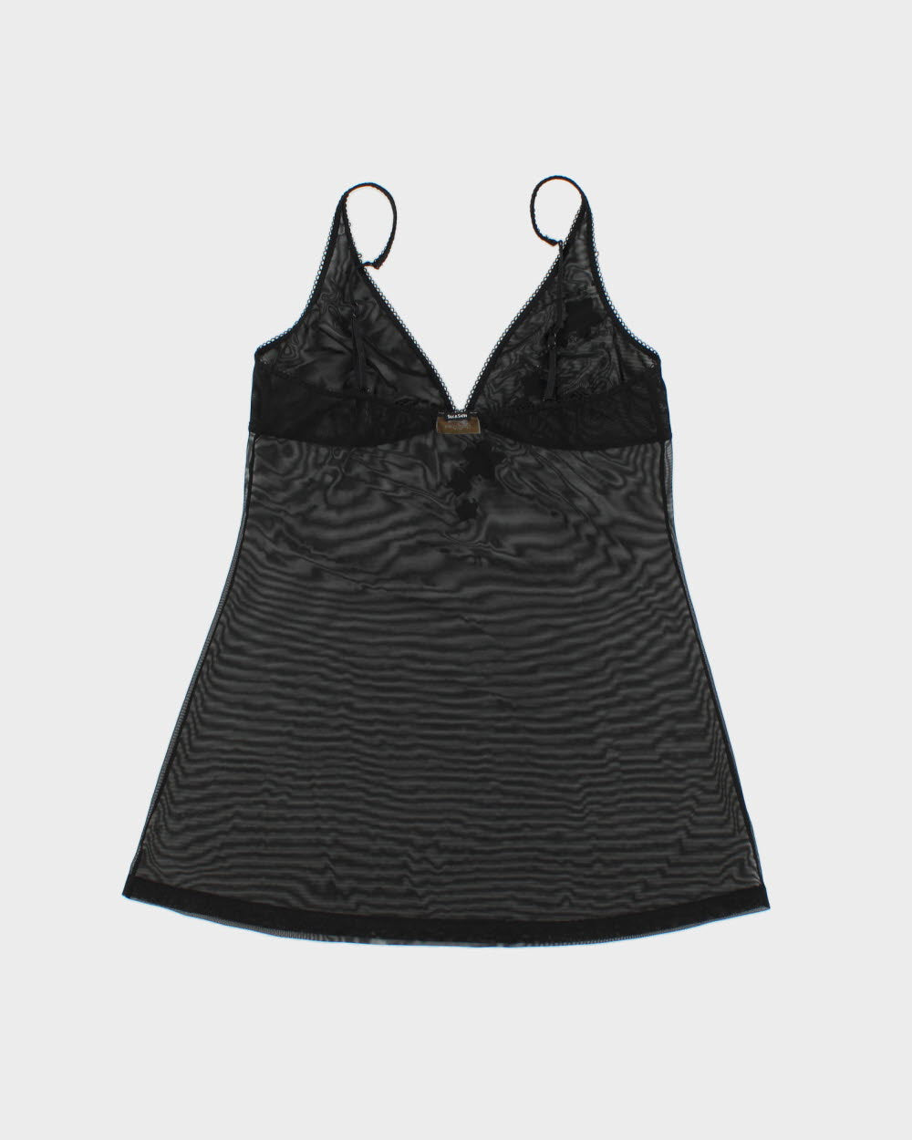 Vintage 1990s Silk &amp; Satin Embroidered Mesh Slip Dress - M