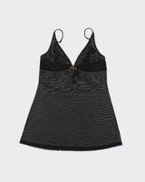 Vintage 1990s Silk &amp; Satin Embroidered Mesh Slip Dress - M