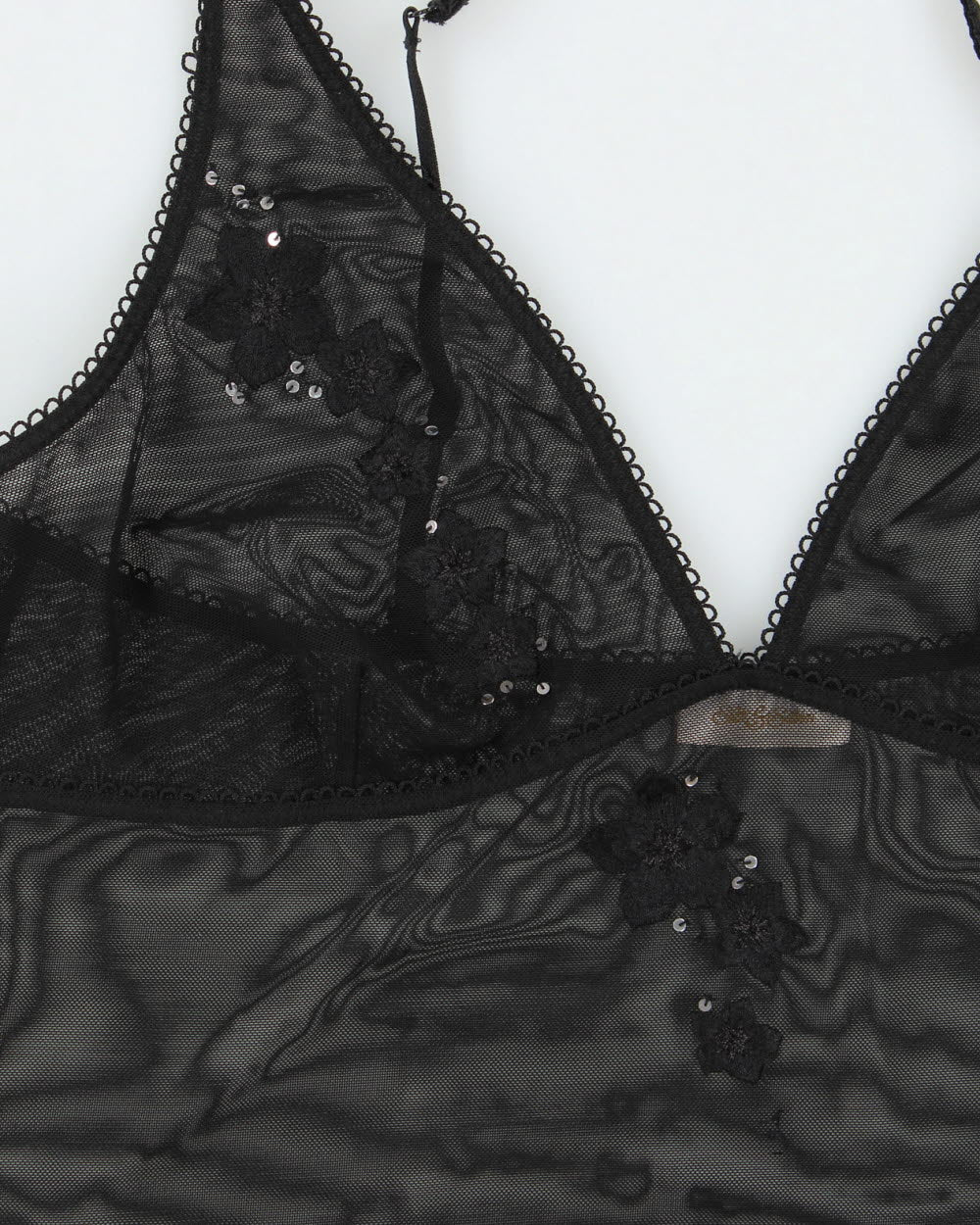 Vintage 1990s Silk &amp; Satin Embroidered Mesh Slip Dress - M