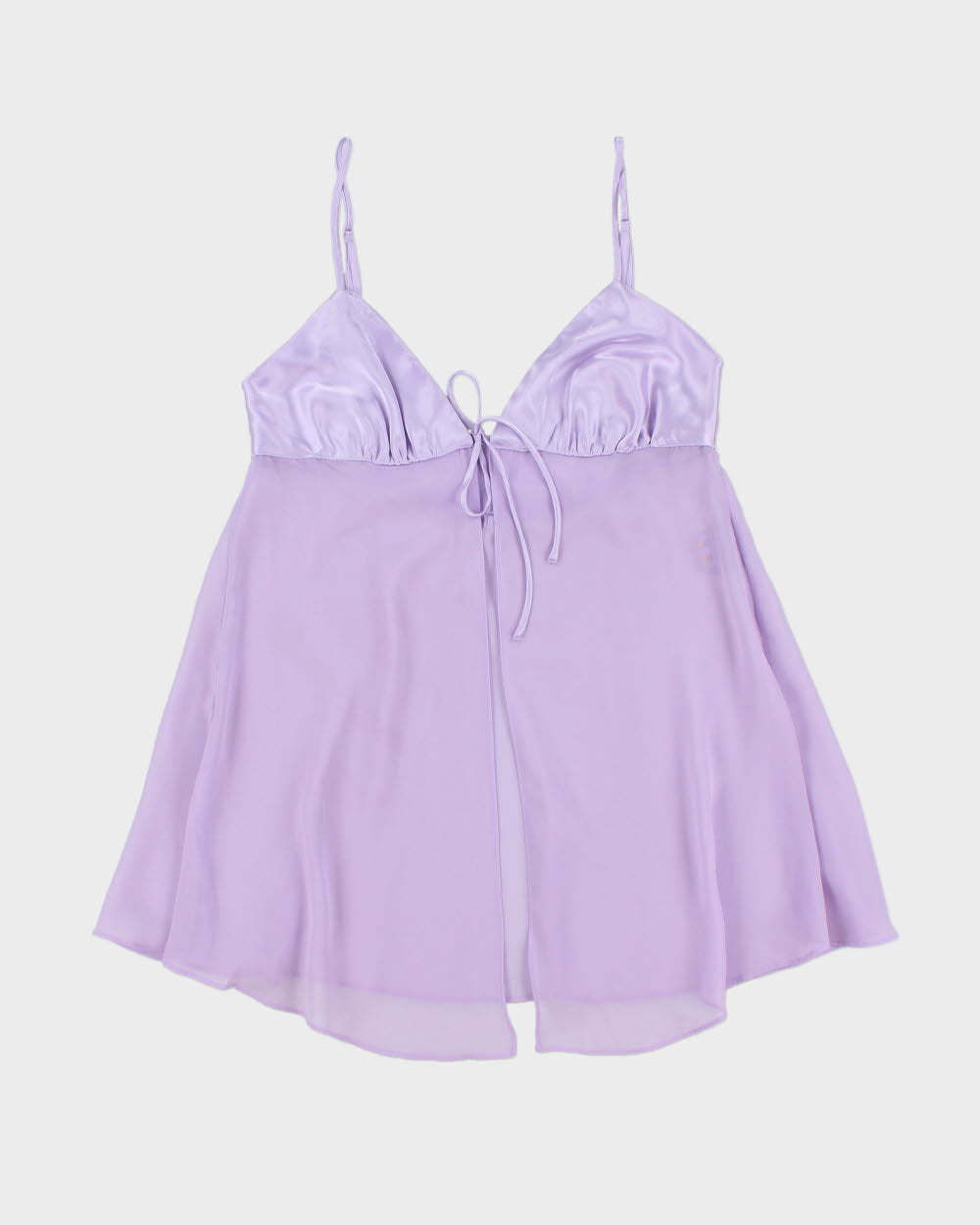 Vintage 1990s La Vie En Rose Satin Cup Mesh Tie-front Top - S