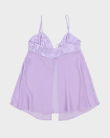 Vintage 1990s La Vie En Rose Satin Cup Mesh Tie-front Top - S