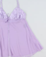 Vintage 1990s La Vie En Rose Satin Cup Mesh Tie-front Top - S