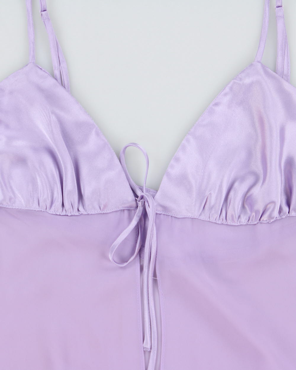 Vintage 1990s La Vie En Rose Satin Cup Mesh Tie-front Top - S