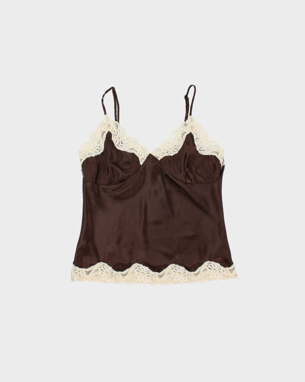 Vintage Y2K 2000s Jump Sport Satin Lace Trim Cami Top - M