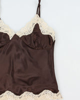 Vintage Y2K 2000s Jump Sport Satin Lace Trim Cami Top - M