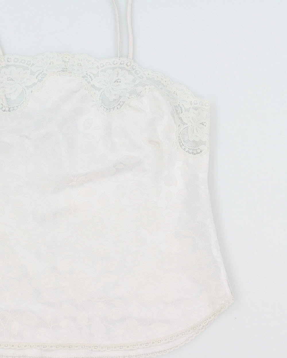 Vintage 1970s Christian Dior Union Made In USA Lace Trim Cami Top - S