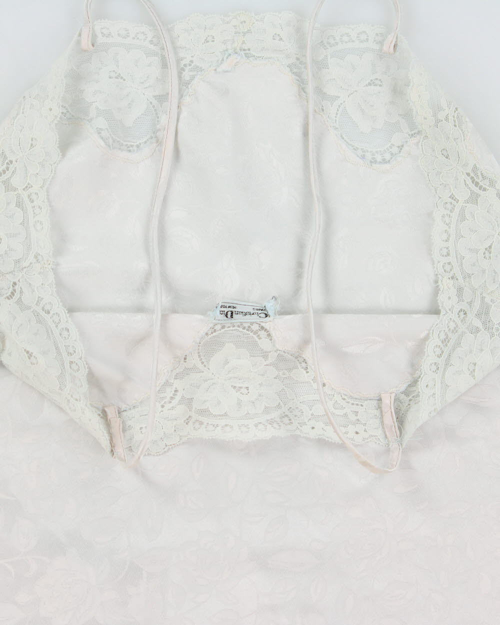 Vintage 1970s Christian Dior Union Made In USA Lace Trim Cami Top - S