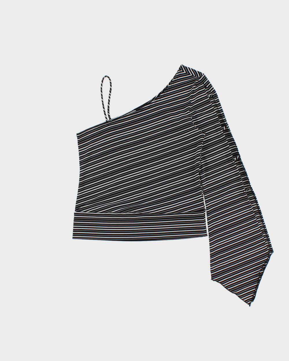 Vintage 1990s Chado One Shoulder Striped Sleeve Cut-out Top - S