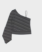 Vintage 1990s Chado One Shoulder Striped Sleeve Cut-out Top - S