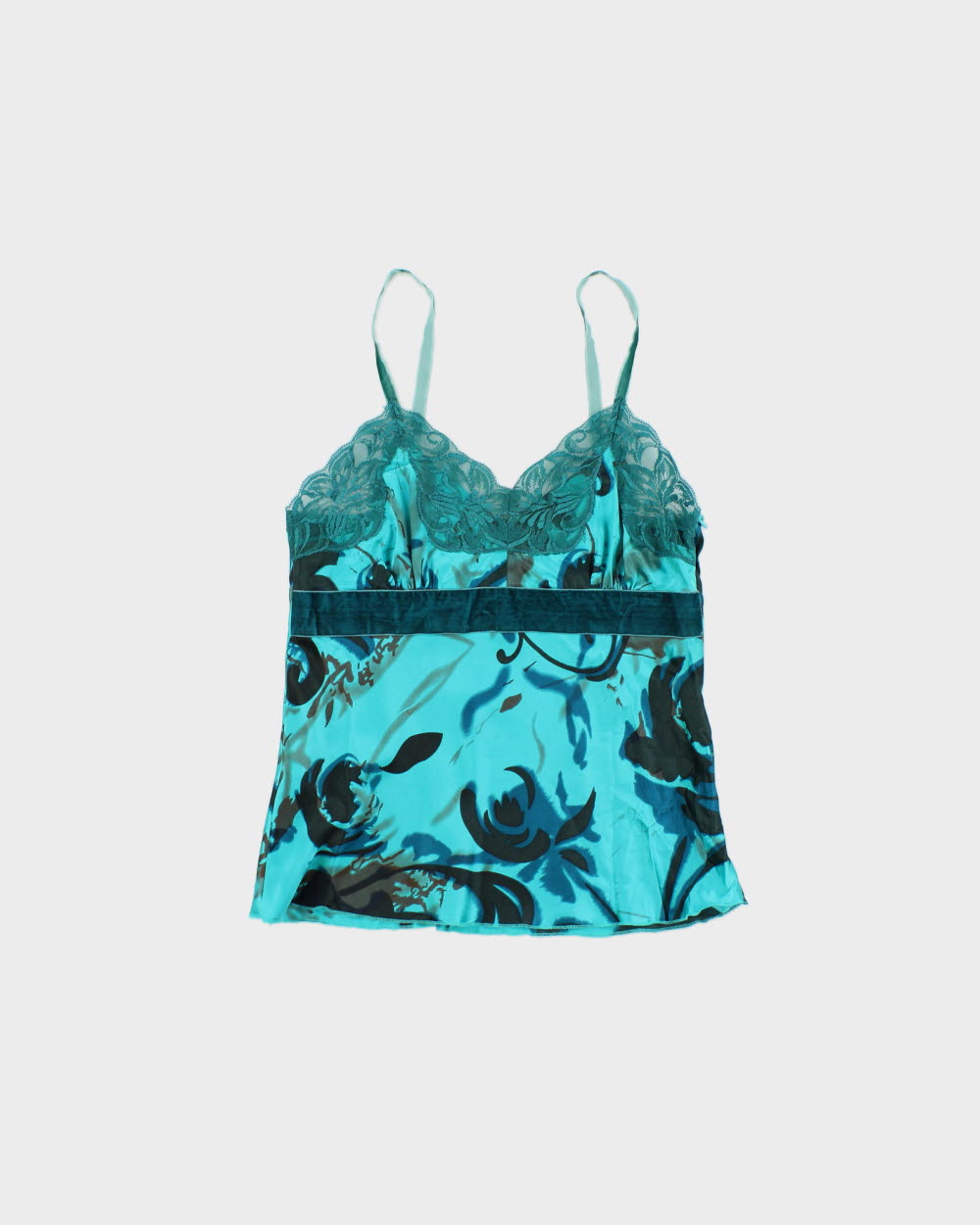 Vintage 2000s Kenzie Velvet Detail Silk Cami Top - S