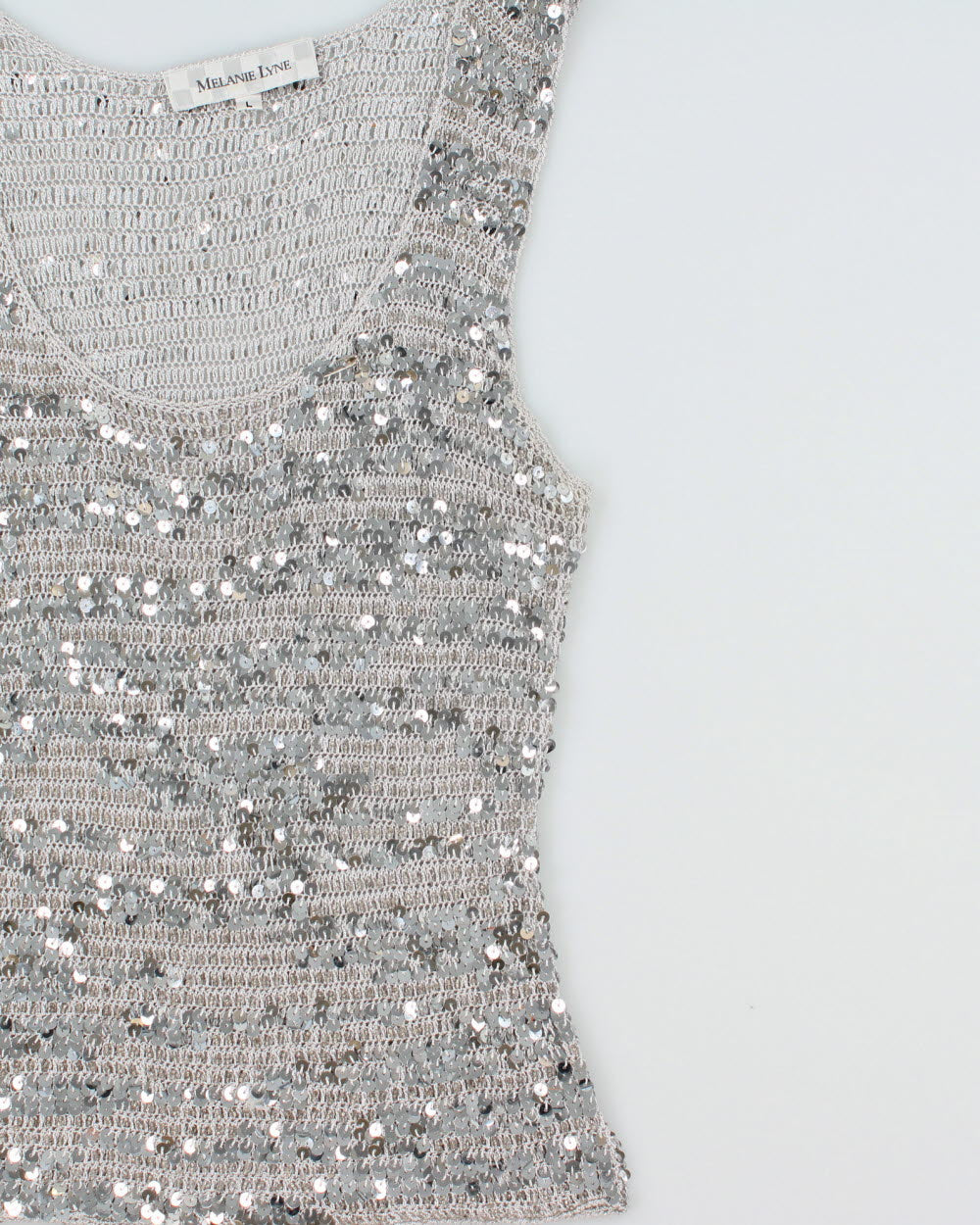 Vintage Y2K 2000s Melanie Lyne Crochet Sequin Top - L