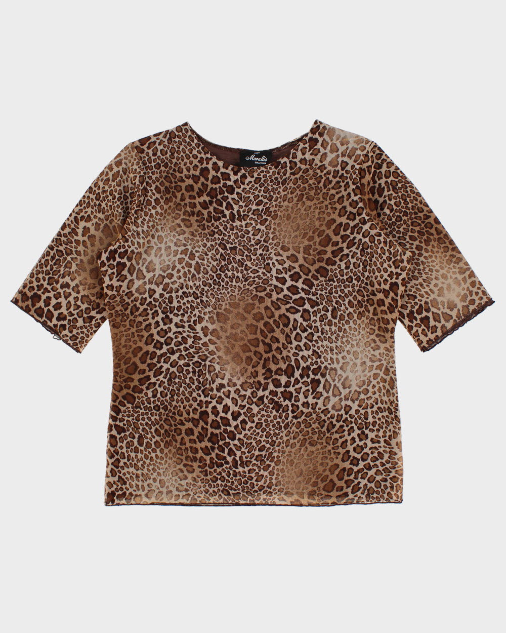 Vintage Y2K 2000s Marallis Leopard Print Double Layer Mesh Top - L