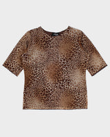Vintage Y2K 2000s Marallis Leopard Print Double Layer Mesh Top - L