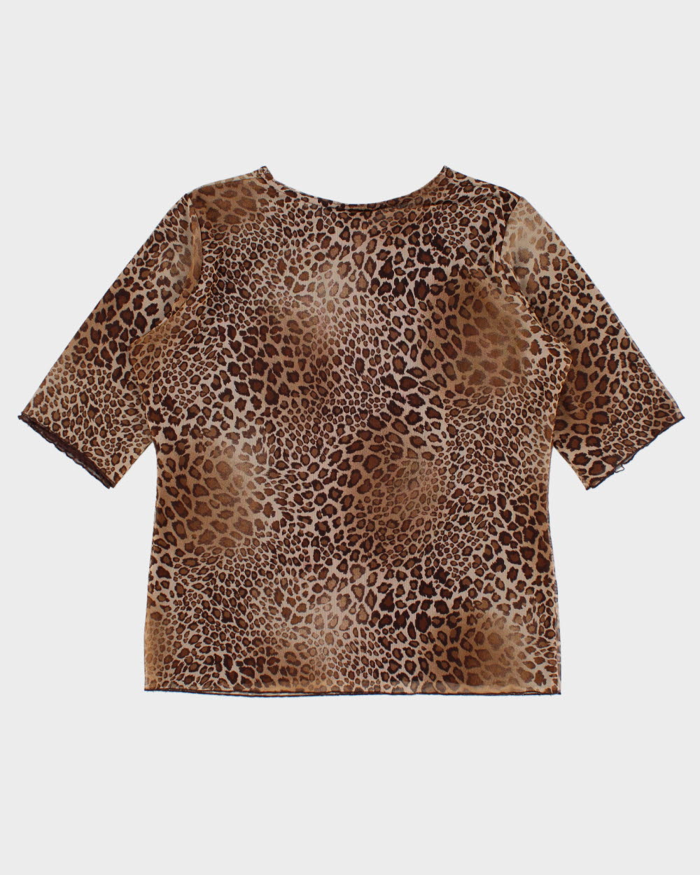 Vintage Y2K 2000s Marallis Leopard Print Double Layer Mesh Top - L