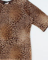 Vintage Y2K 2000s Marallis Leopard Print Double Layer Mesh Top - L