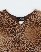 Vintage Y2K 2000s Marallis Leopard Print Double Layer Mesh Top - L