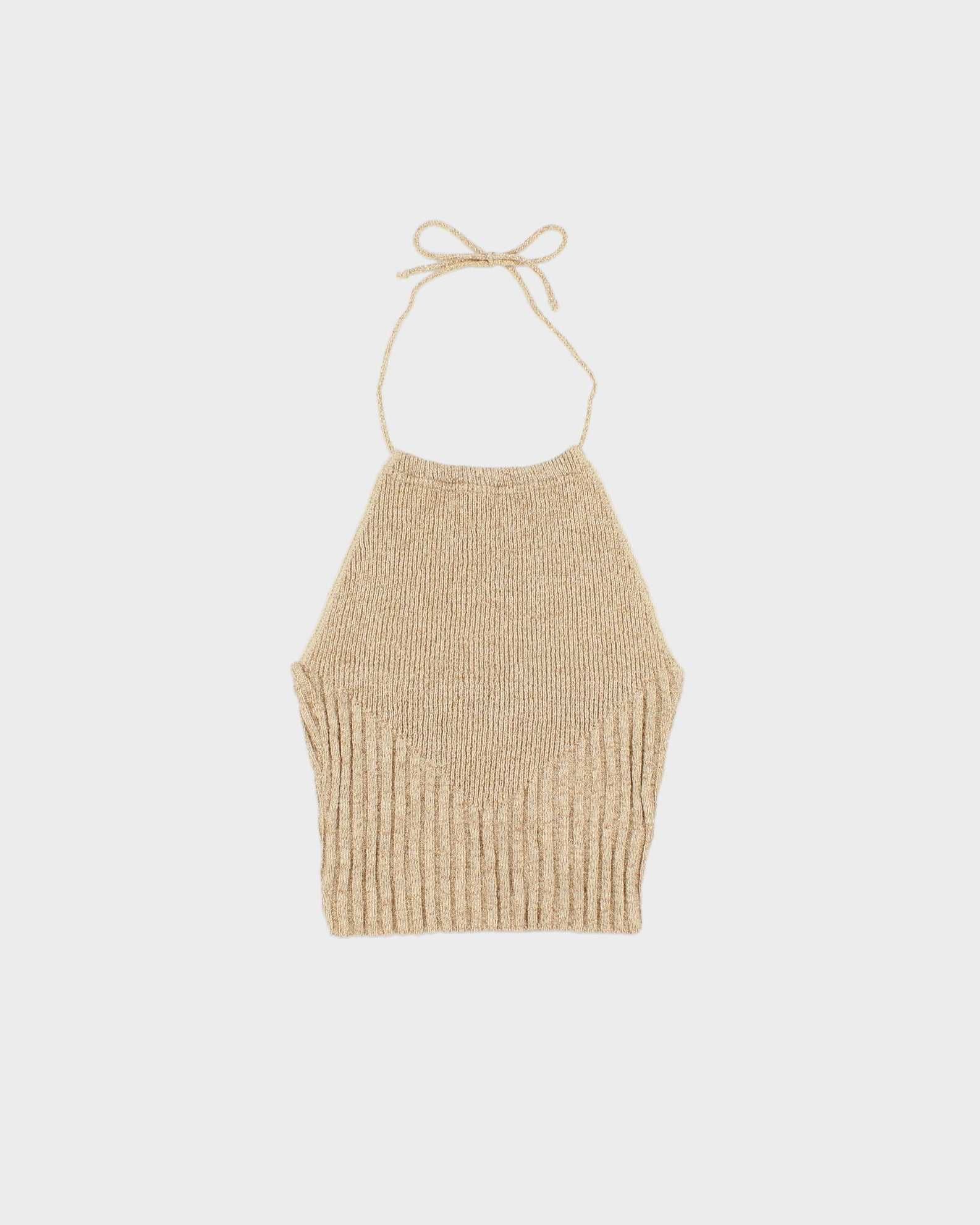 Vintage 1990s Le Chateau Sparkly Ribbed Knit Halter Neck Top - S