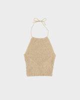 Vintage 1990s Le Chateau Sparkly Ribbed Knit Halter Neck Top - S