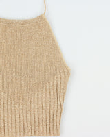 Vintage 1990s Le Chateau Sparkly Ribbed Knit Halter Neck Top - S