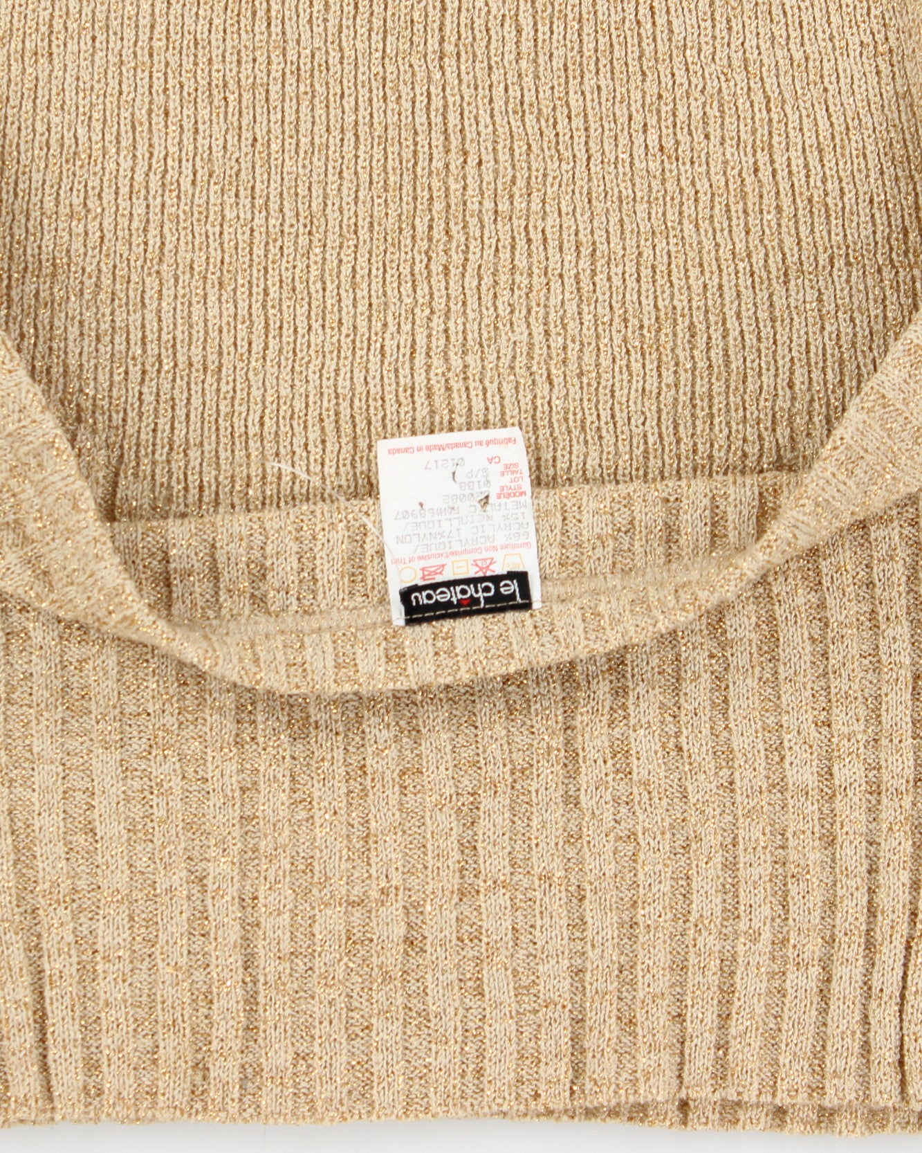Vintage 1990s Le Chateau Sparkly Ribbed Knit Halter Neck Top - S