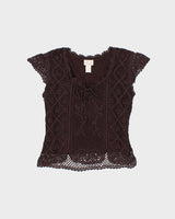 Vintage 1990s Kroshetta Crochet Cap Sleeve Top - XL