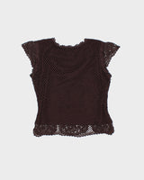 Vintage 1990s Kroshetta Crochet Cap Sleeve Top - XL