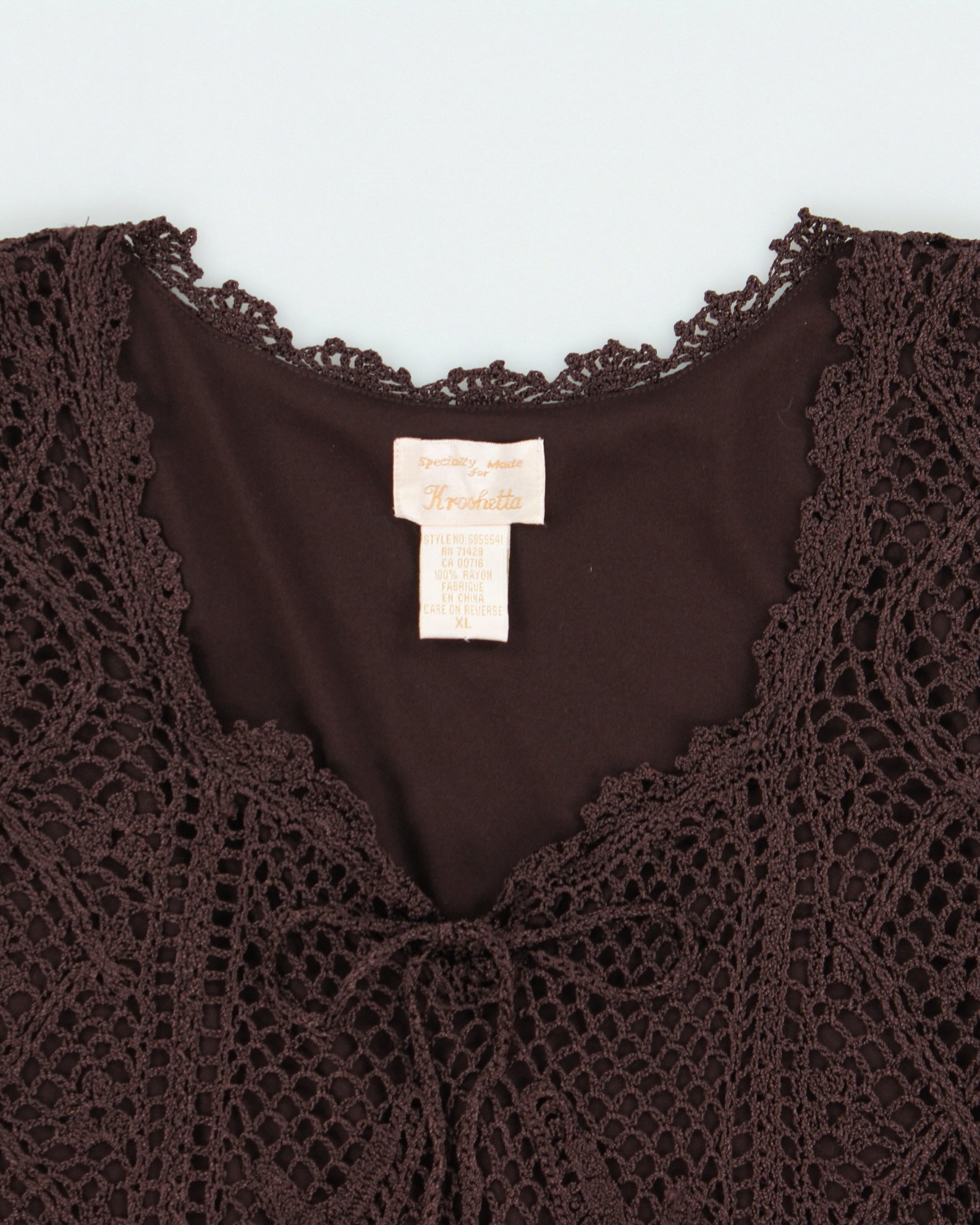 Vintage 1990s Kroshetta Crochet Cap Sleeve Top - XL