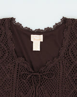 Vintage 1990s Kroshetta Crochet Cap Sleeve Top - XL