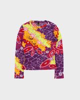 Vintage 1990s Dori Geri Made In USA Mesh Abstract Floral Print Long Sleeve Top - S