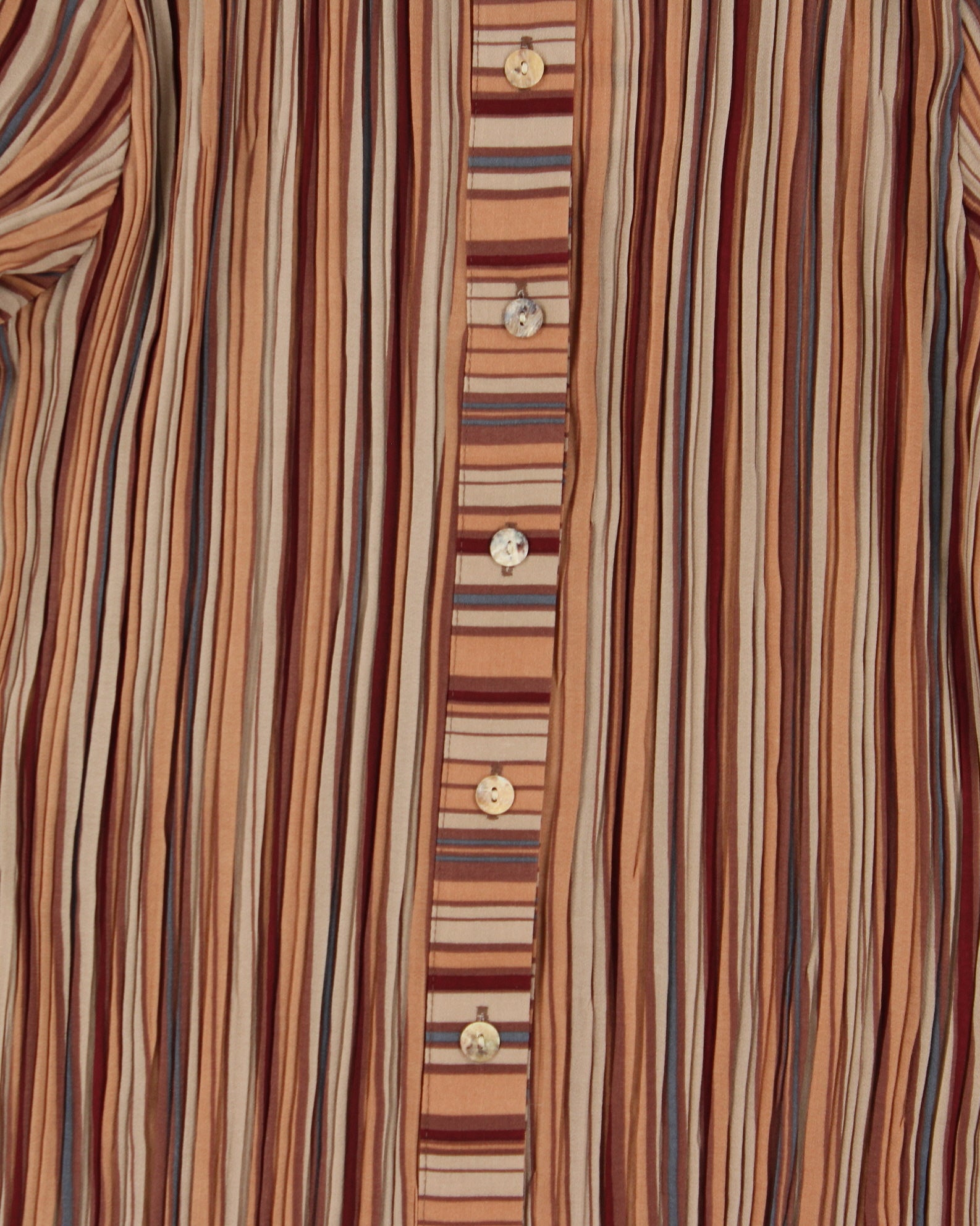 Vintage 2000s Caviar Stripe Plisse Long Sleeve Blouse - M