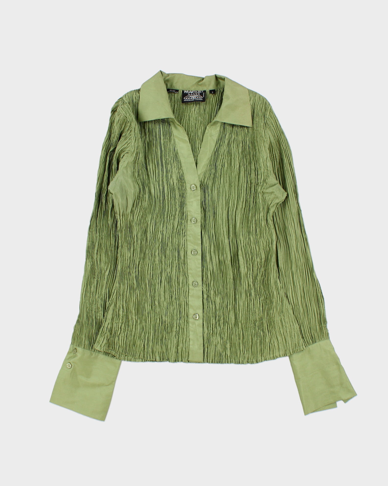 Vintage 1990s Wear Else? Crinkle Silk Long Sleeve  Blouse - S
