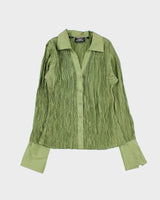 Vintage 1990s Wear Else? Crinkle Silk Long Sleeve  Blouse - S