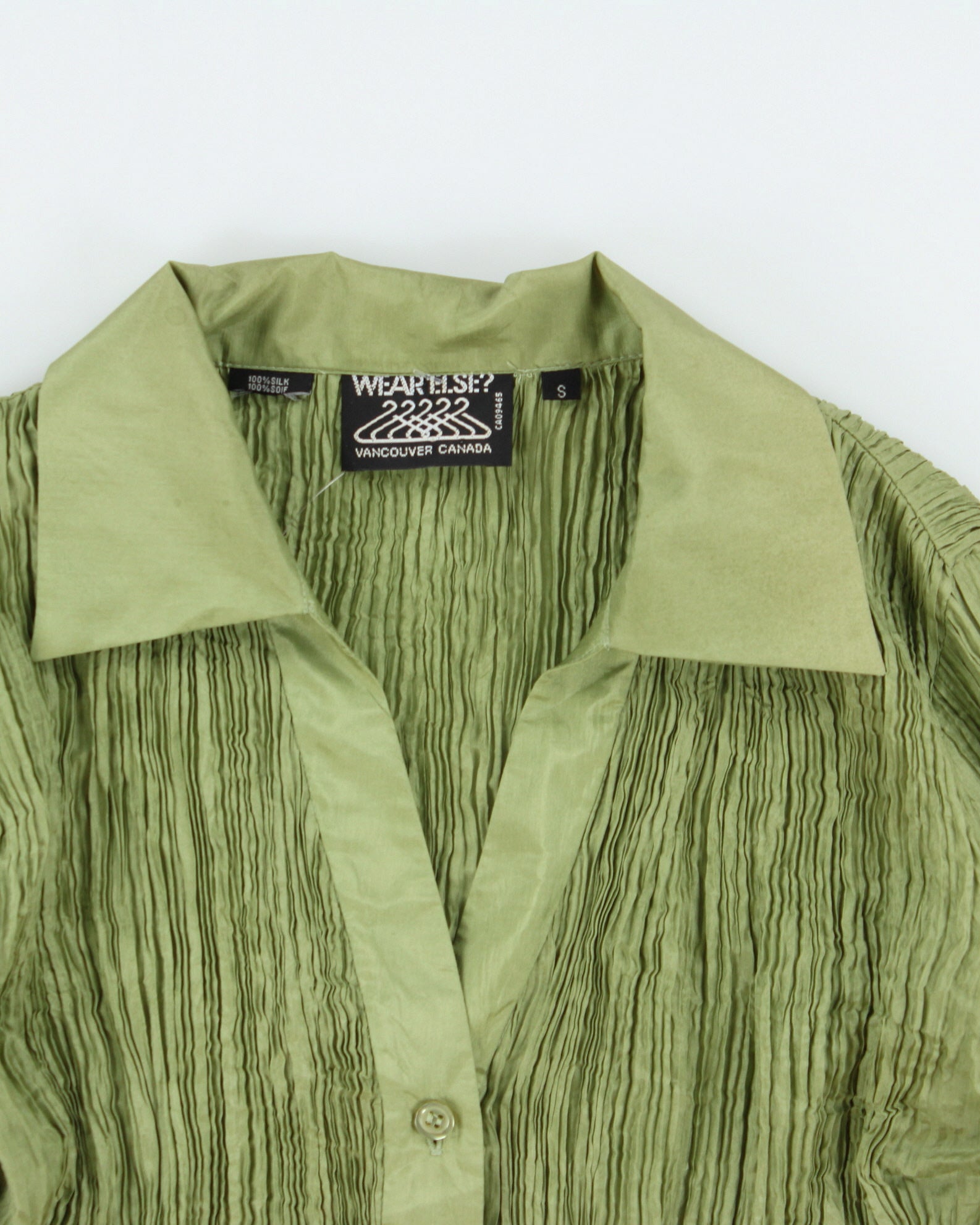 Vintage 1990s Wear Else? Crinkle Silk Long Sleeve  Blouse - S
