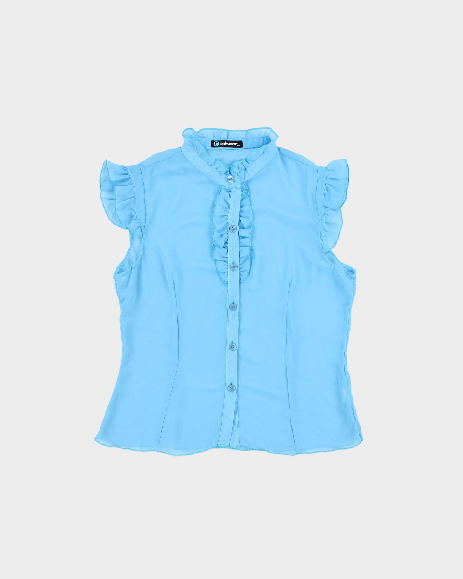Vintage 2000s Coolwear USA Mesh Ruffle Sleeve Blouse - L