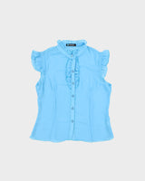 Vintage 2000s Coolwear USA Mesh Ruffle Sleeve Blouse - L