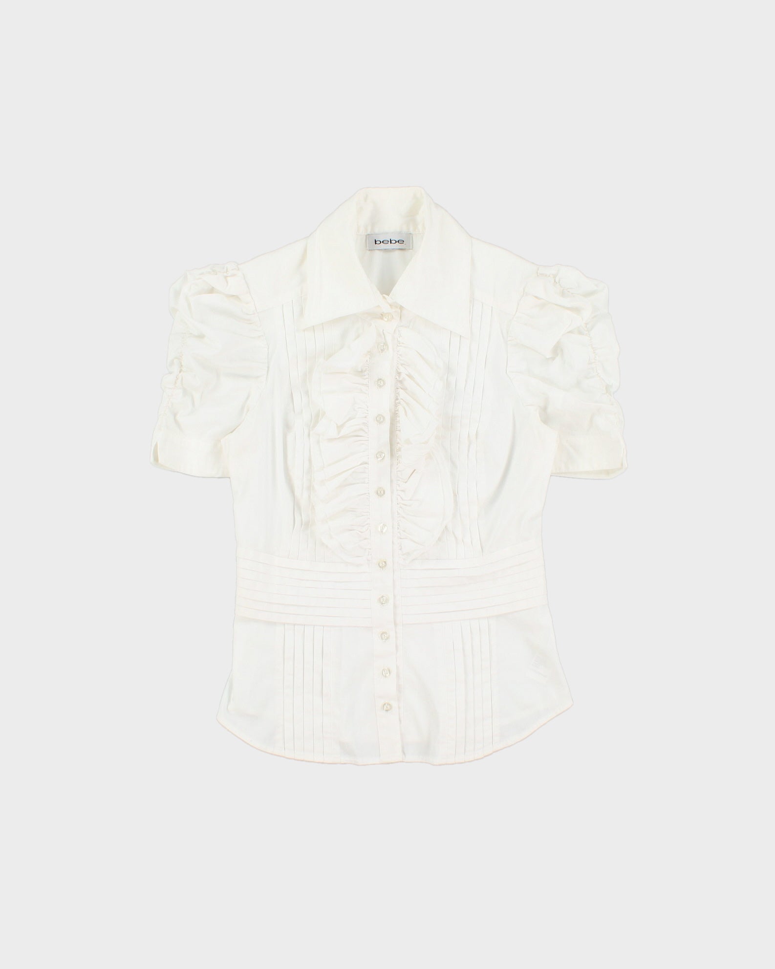 Vintage Y2K 2000s Bebe Ruffle Short Sleeve Blouse - S