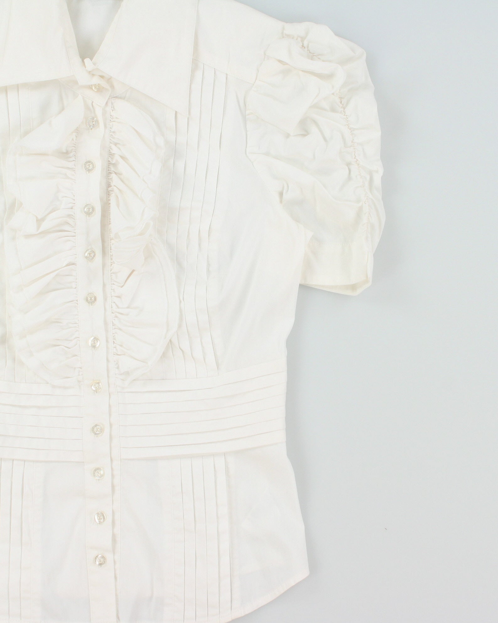 Vintage Y2K 2000s Bebe Ruffle Short Sleeve Blouse - S