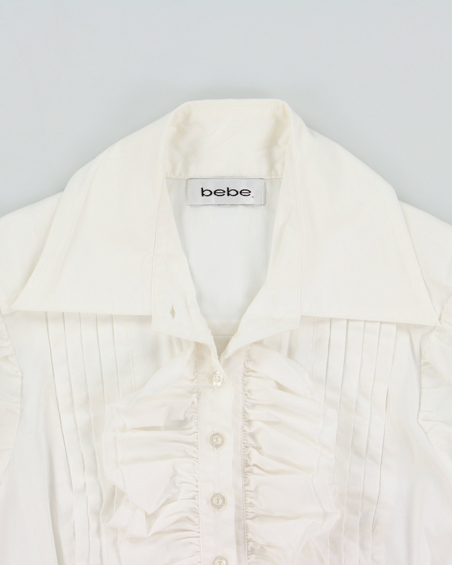 Vintage Y2K 2000s Bebe Ruffle Short Sleeve Blouse - S
