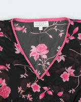 Vintage 1990s Beechers Brook For Fairweather Floral Mesh Ruffle Cap Sleeve Top - L