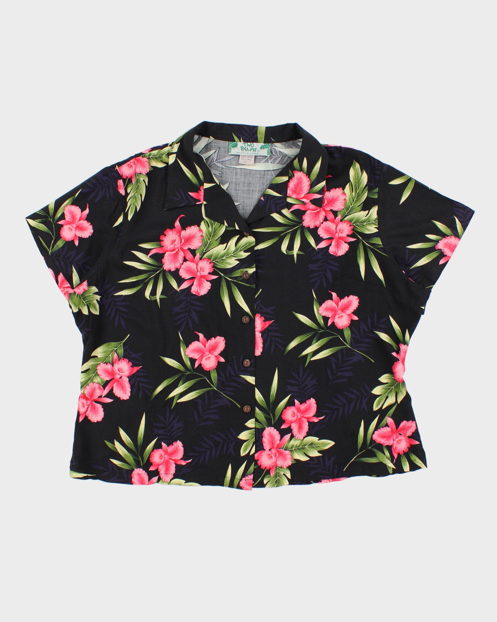 Vintage 1990s Two Palms Made In USA Hawaiian Blouse - XL